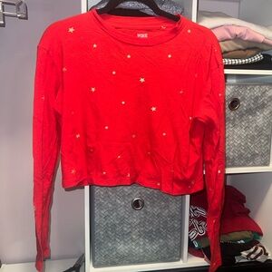 PINK Victoria's Secret Vibrant Red Top With Gold Stars